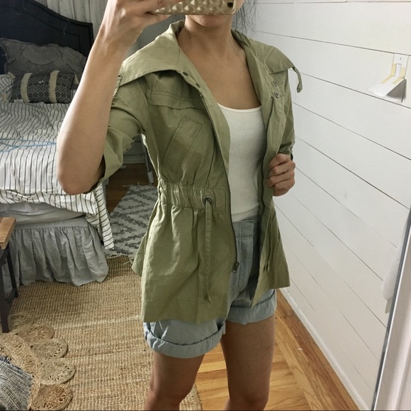 ❌SOLD❌ tulle khaki utility jacket trench coat - Picture 6 of 8